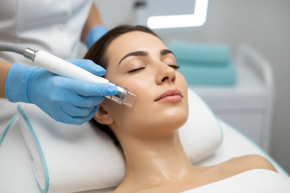 Woman receiving Hydrafacial treatment